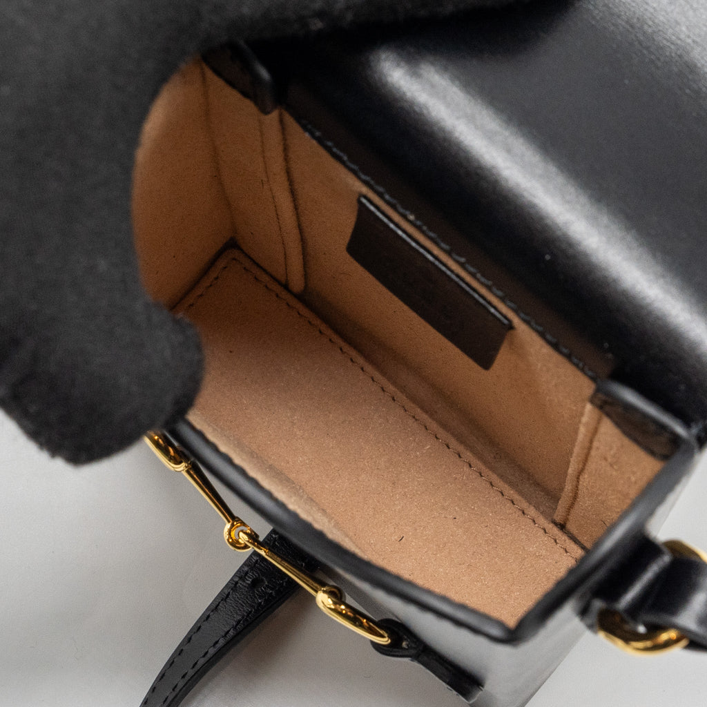 GUCCI 1955 HORSEBIT 1955 CROSSBODY BAG CALFSKIN BLACK GHW