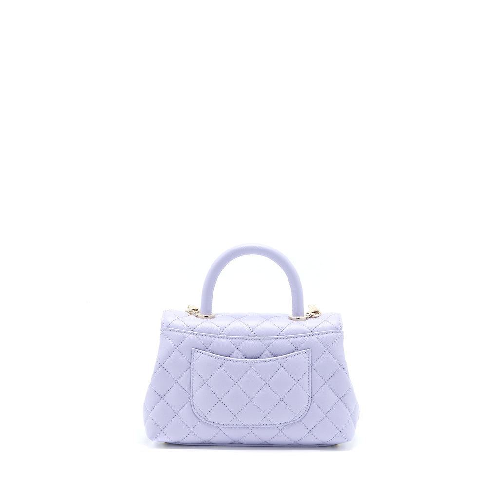 CHANEL SMALL COCO HANDLE CAVIAR LAVENDER PURPLE LGHW (MICROCHIP)