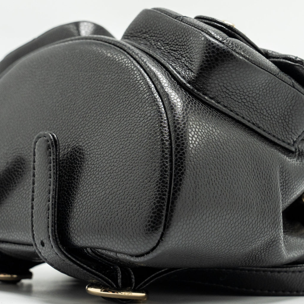 CHANEL 24A MINI DUMA BACKPACK GRAINED CALFSKIN BLACK LGHW (MICROCHIP)