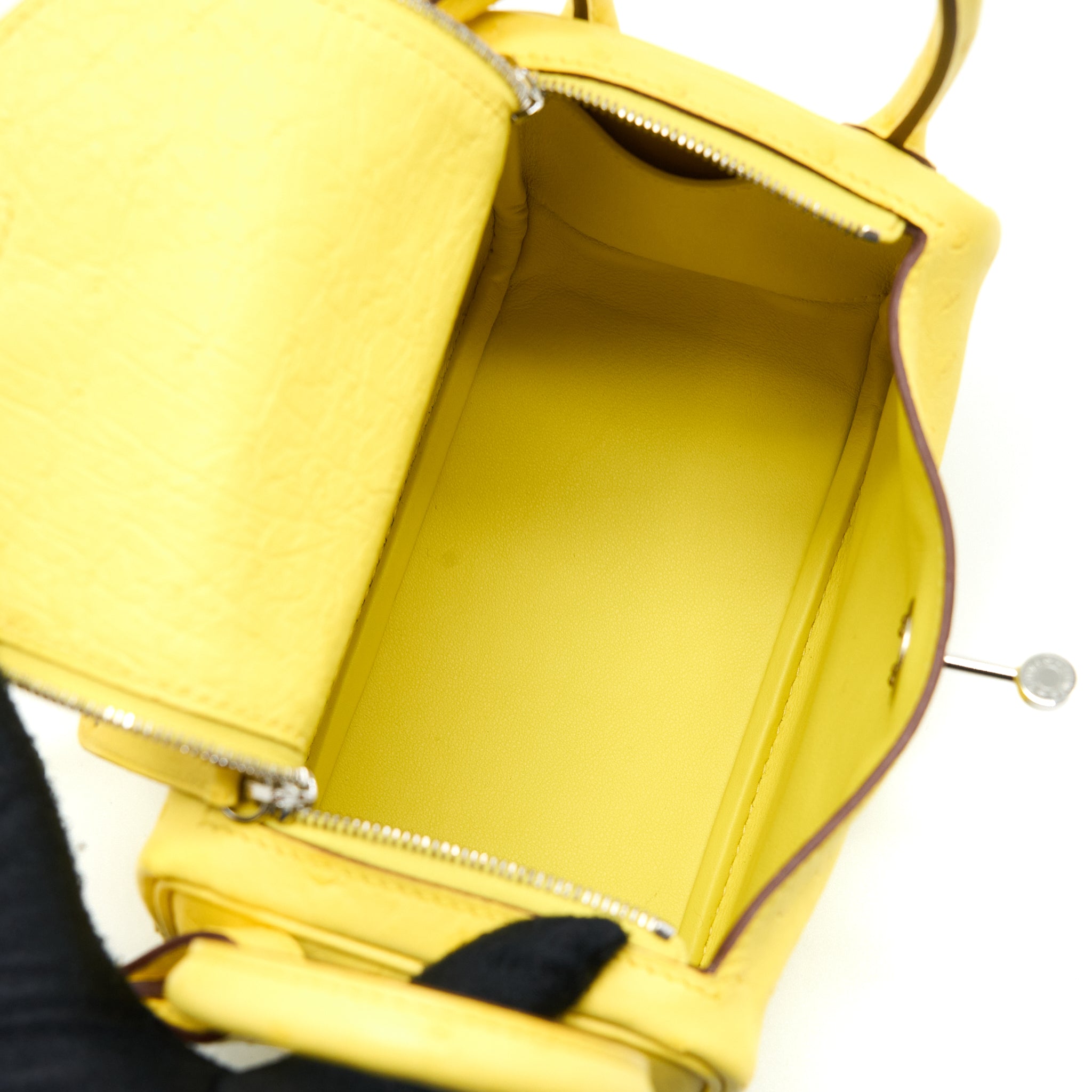 HERMES MINI LINDY OSTRICH JAUNE CITRON SHW