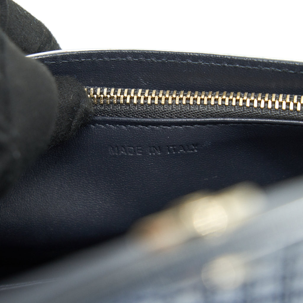 DIOR DIORAMA WALLET ON CHAIN IN METALLIC SILVER GHW