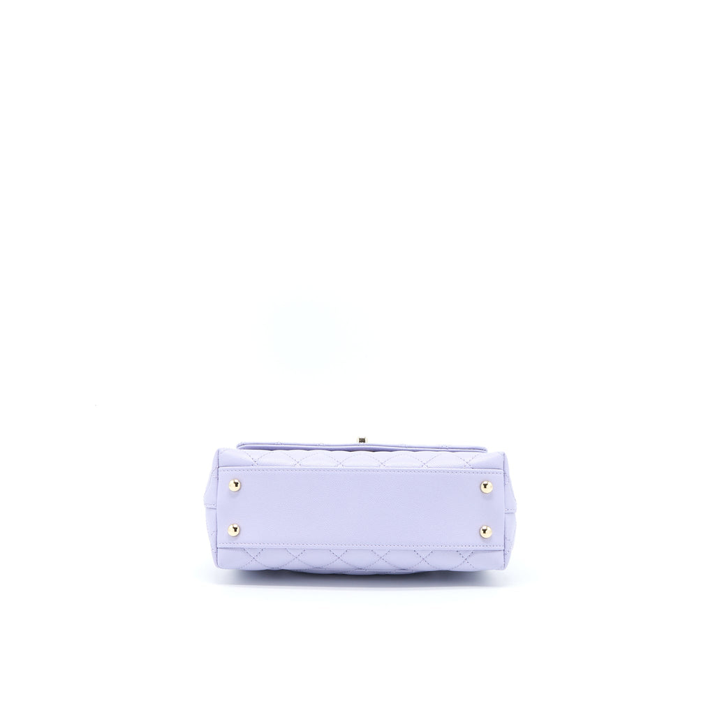 CHANEL SMALL COCO HANDLE CAVIAR LAVENDER PURPLE LGHW (MICROCHIP)