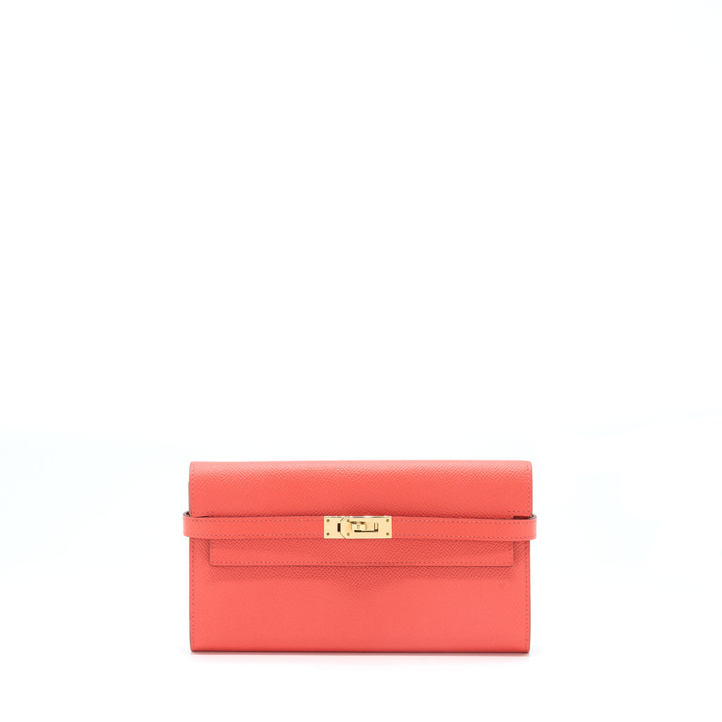 HERMES KELLY LONG WALLET EPSOM ROSE JAIPUR GHW