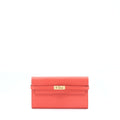 HERMES KELLY LONG WALLET EPSOM ROSE JAIPUR GHW