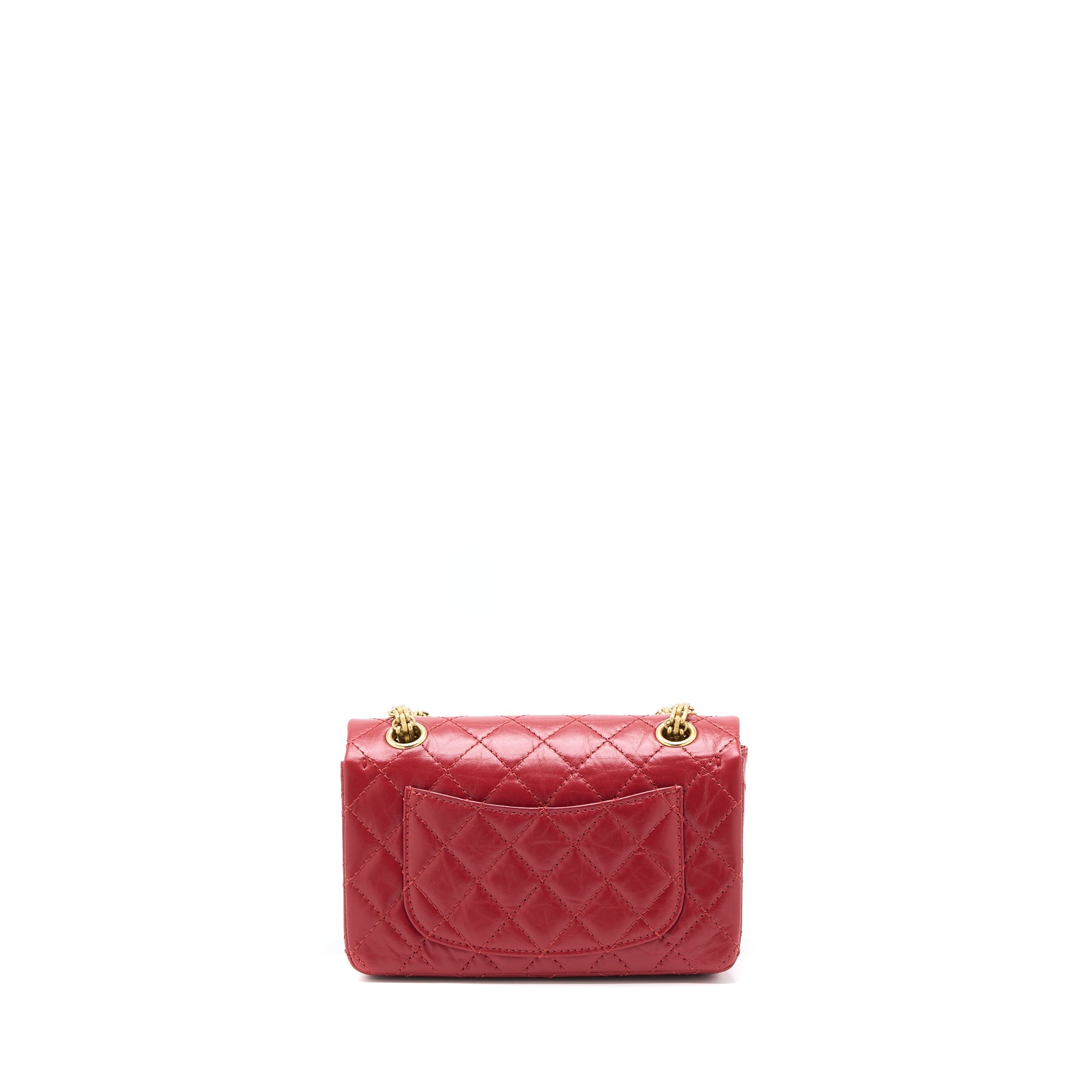 CHANEL MINI 2.55 AGED CALFSKIN RED BRUSHED GHW