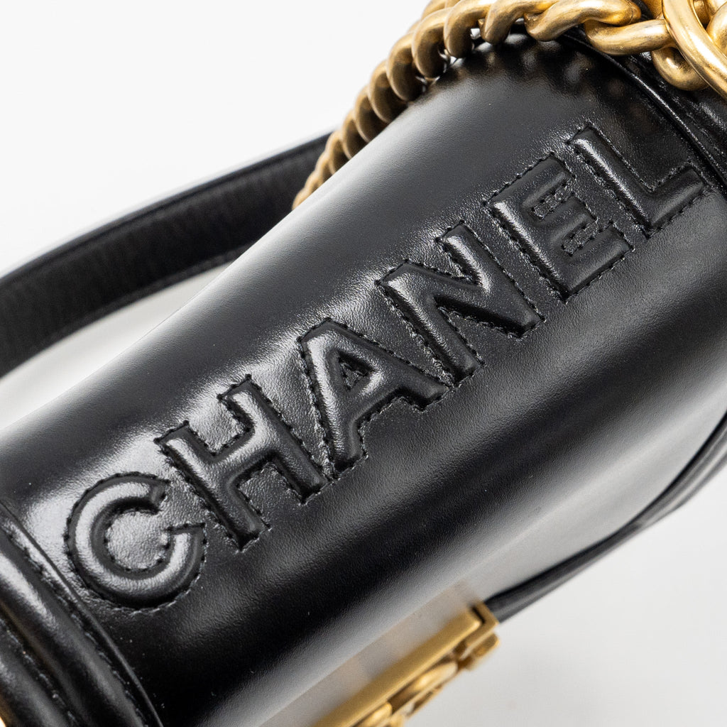 CHANEL MINI SQUARE BOY BAG LIMITED EDITION CALFSKIN BLACK GHW (MICROCHIP)