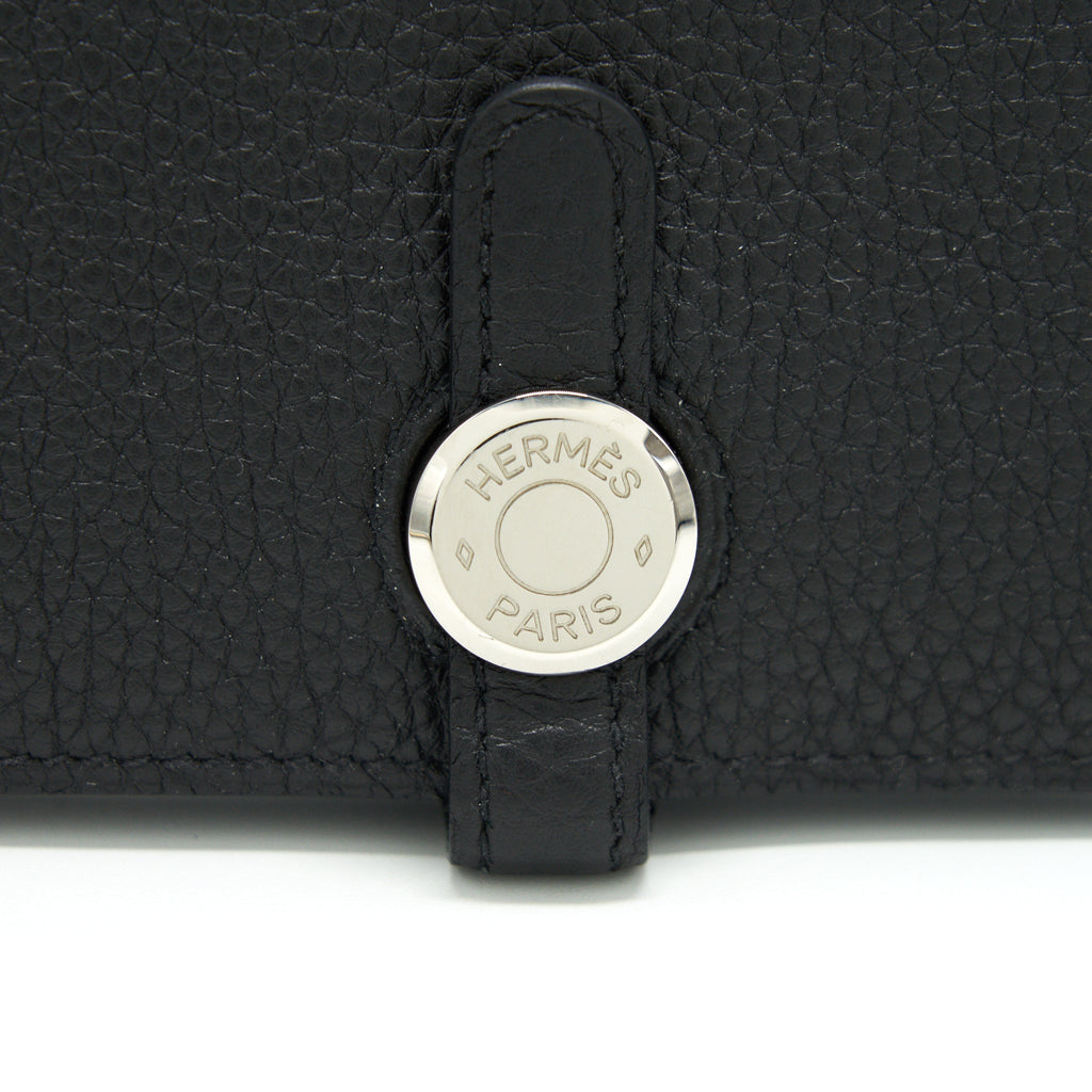 HERMES DOGON DUO WALLET IN BLACK TOGO SHW