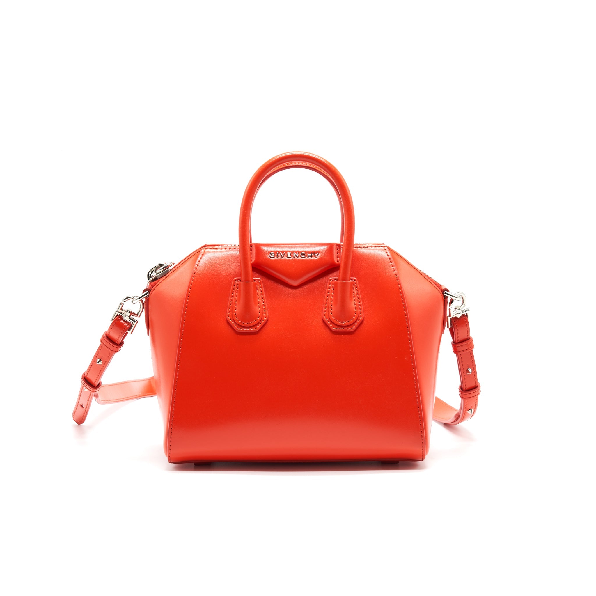 GIVENCHY MINI ANTIGONA BAG ORANGE SHW BOX CALF SKIN