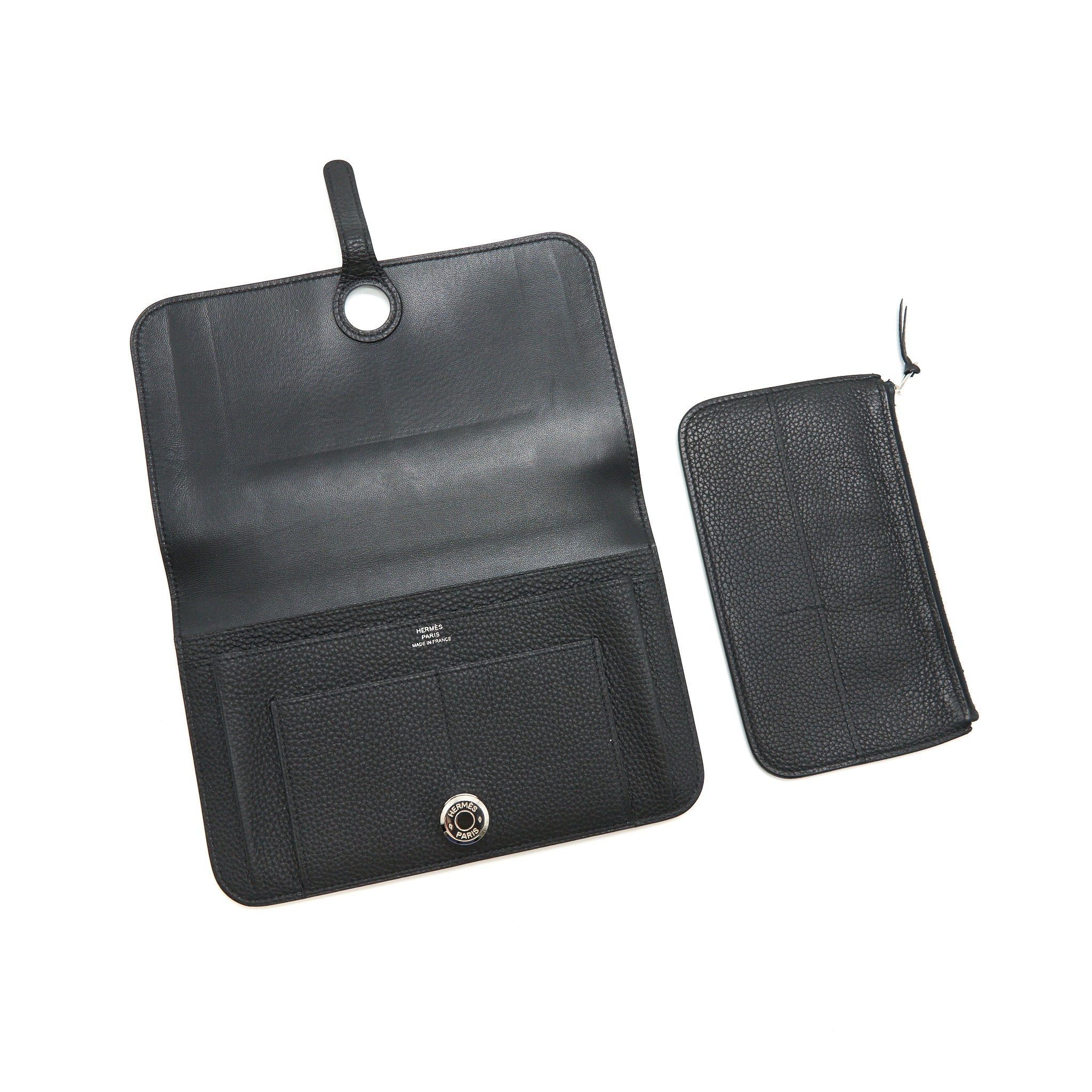 HERMES DOGON DUO WALLET IN BLACK TOGO SHW