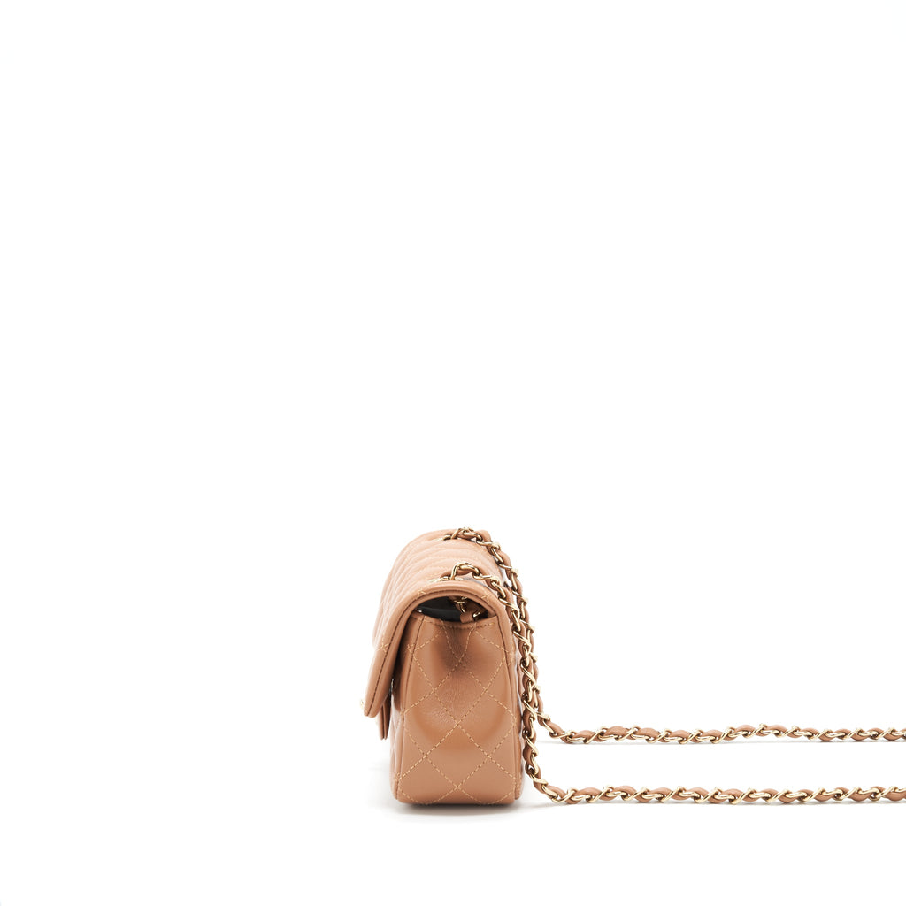 CHANEL 22S MINI RECTANGULAR BAG LAMBSKIN CARAMEL LGHW