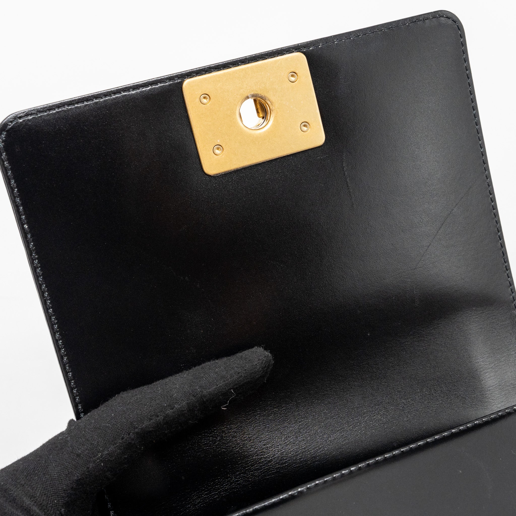 CHANEL MINI SQUARE BOY BAG LIMITED EDITION CALFSKIN BLACK GHW (MICROCHIP)