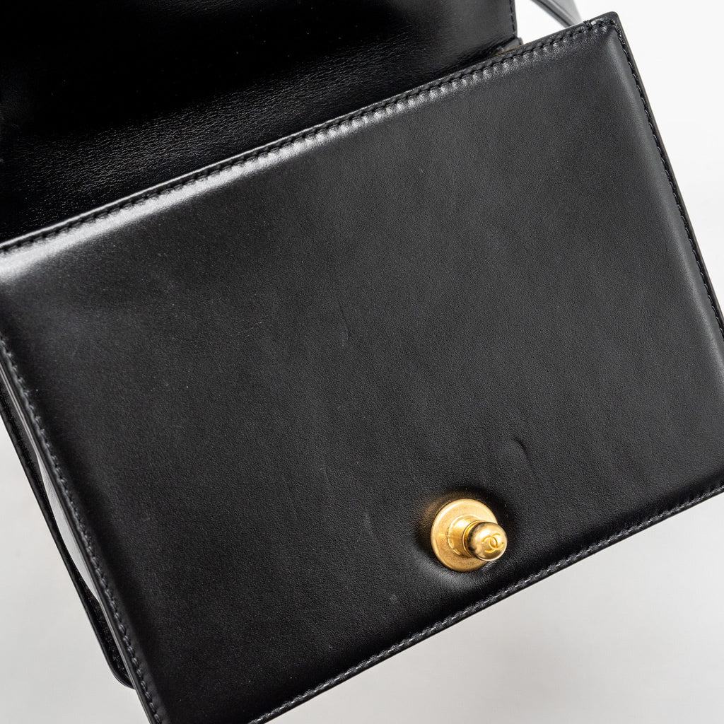 CHANEL MINI SQUARE BOY BAG LIMITED EDITION CALFSKIN BLACK GHW (MICROCHIP)