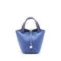 HERMES TRESSAGE DE CUIR PICOTIN 18 LOCK BAG EPSOM BLUE BRIGHTON SHW