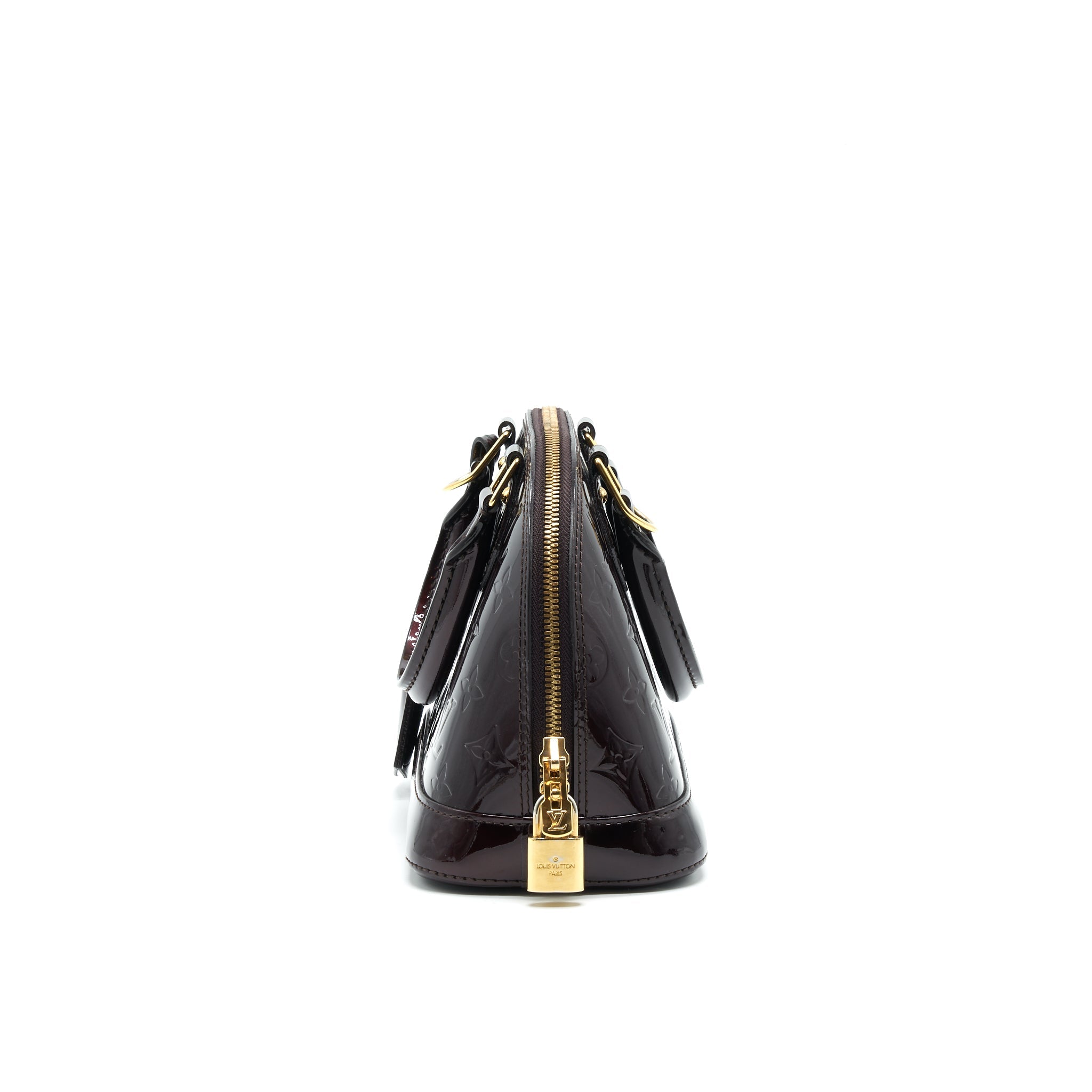LOUIS VUITTON ALMA BB MONOGRAM VERNIS LEATHER AMARANTE