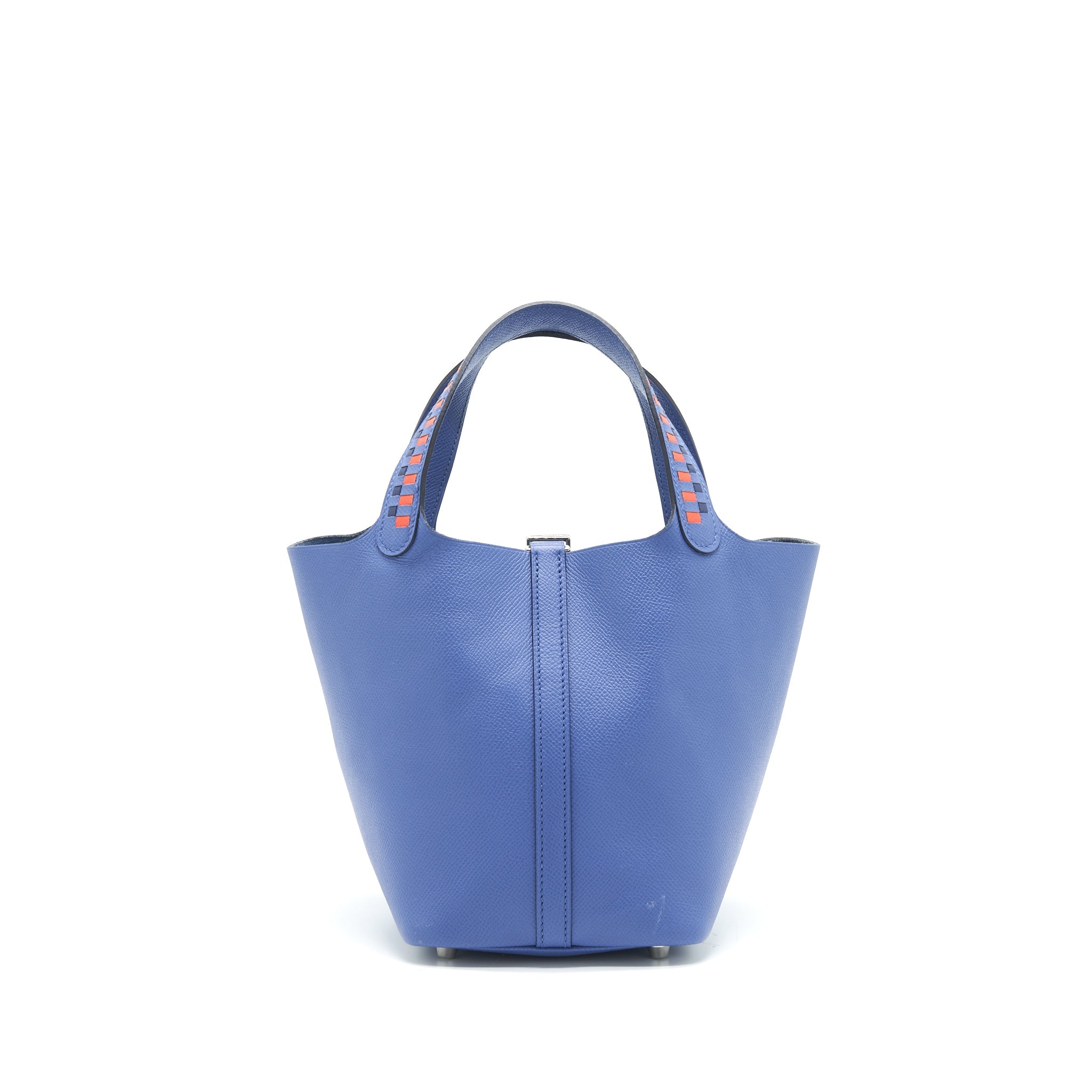HERMES TRESSAGE DE CUIR PICOTIN 18 LOCK BAG EPSOM BLUE BRIGHTON SHW