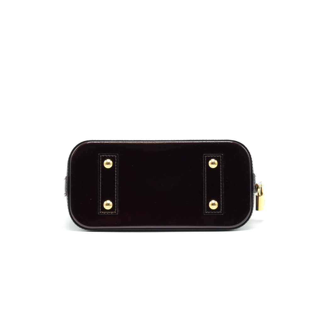 LOUIS VUITTON ALMA BB MONOGRAM VERNIS LEATHER AMARANTE