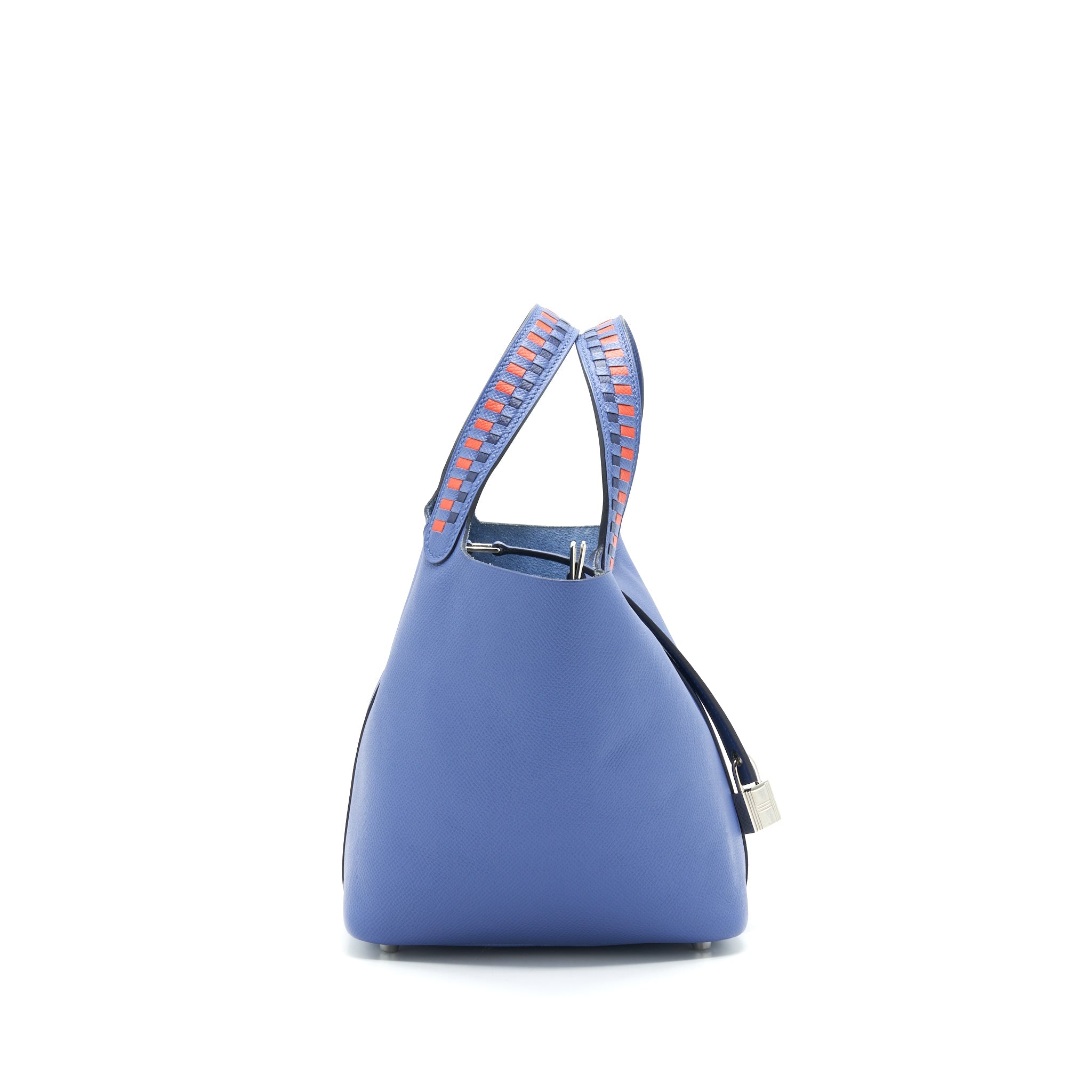 HERMES TRESSAGE DE CUIR PICOTIN 18 LOCK BAG EPSOM BLUE BRIGHTON SHW