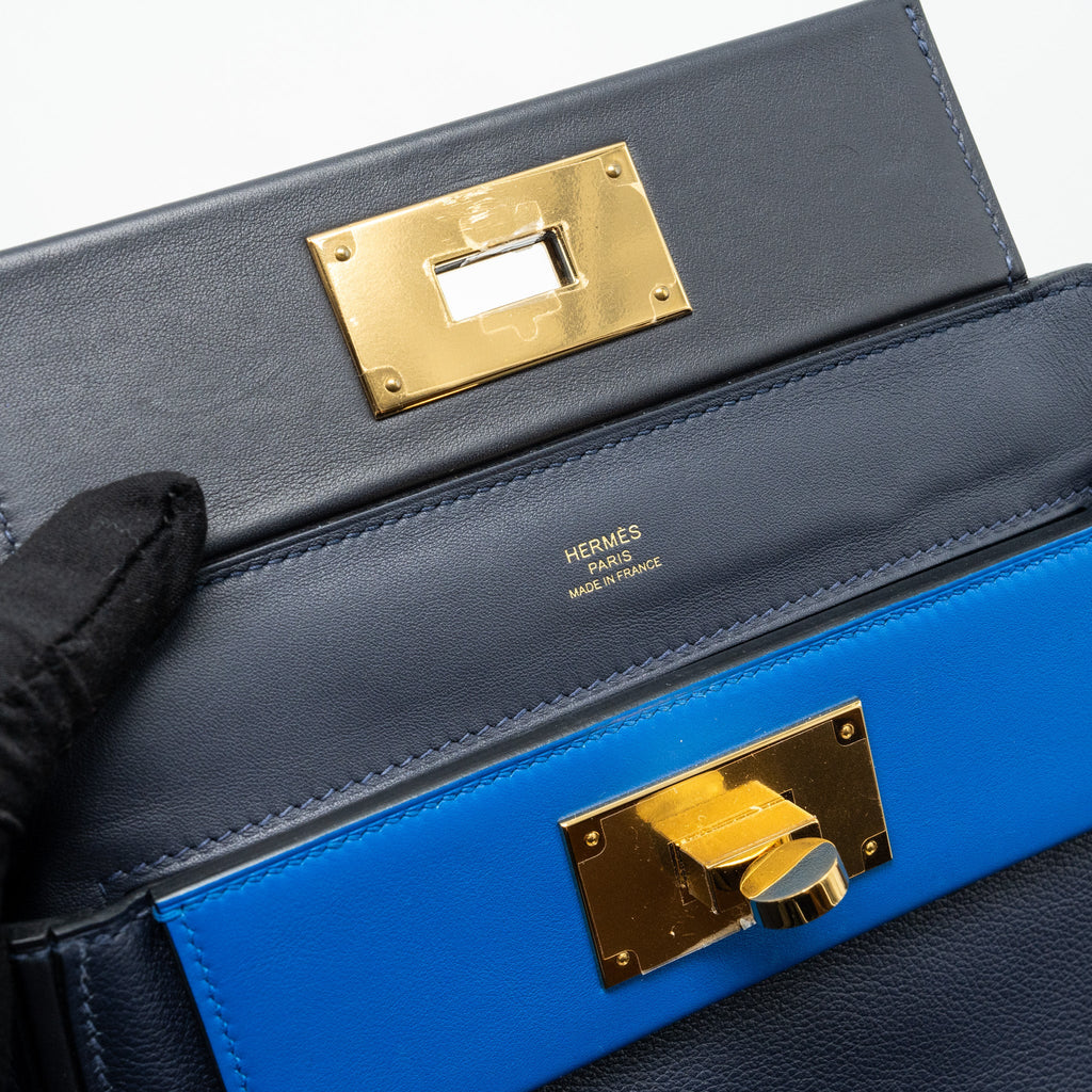 HERMES MINI 24/24 2424-21 BAG EVERCOLOR / SWIFT BLUE NUIT/CABAN/ZELLIGE  GHW