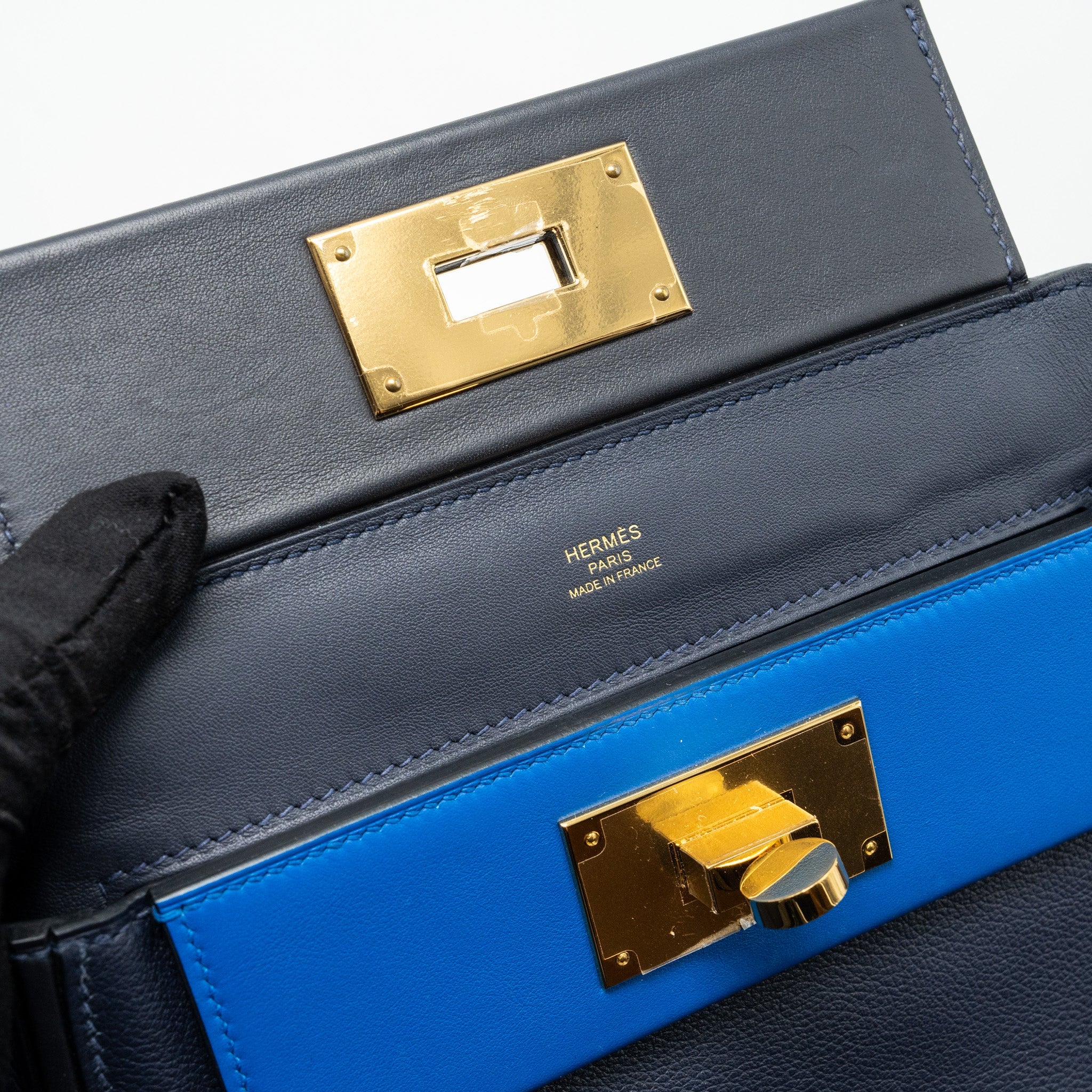 HERMES MINI 24/24 2424-21 BAG EVERCOLOR / SWIFT BLUE NUIT/CABAN/ZELLIGE  GHW