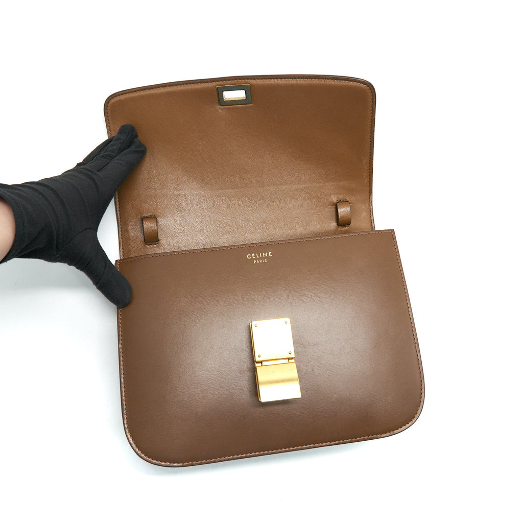 CELINE CLASSIC MEDIUM BOX BAG IN CARAMEL