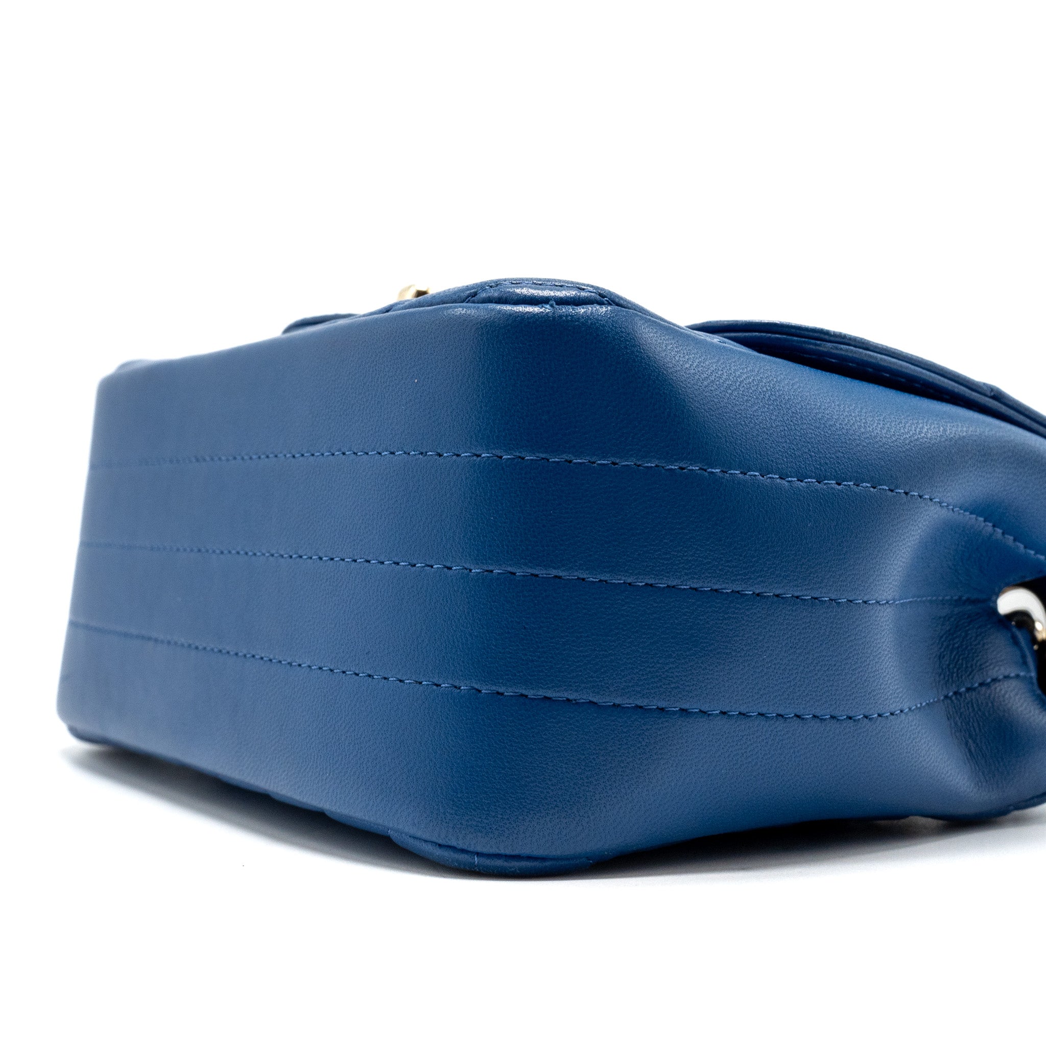 CHANEL MINI SQUARE CHEVRON LAMBSKIN BLUE LGHW
