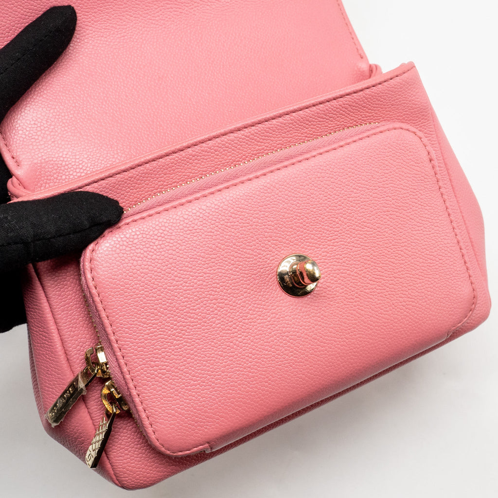 CHANEL SMALL BUSINESS AFFINITY CAVIAR PINK LGHW(MICROCHIP)