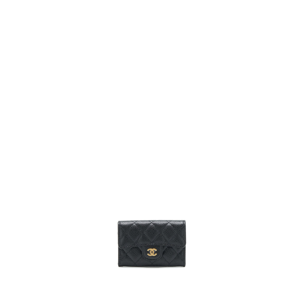 CHANEL CLASSIC MINI FLAP CARD HOLDER CAVIAR BLACK LGHW