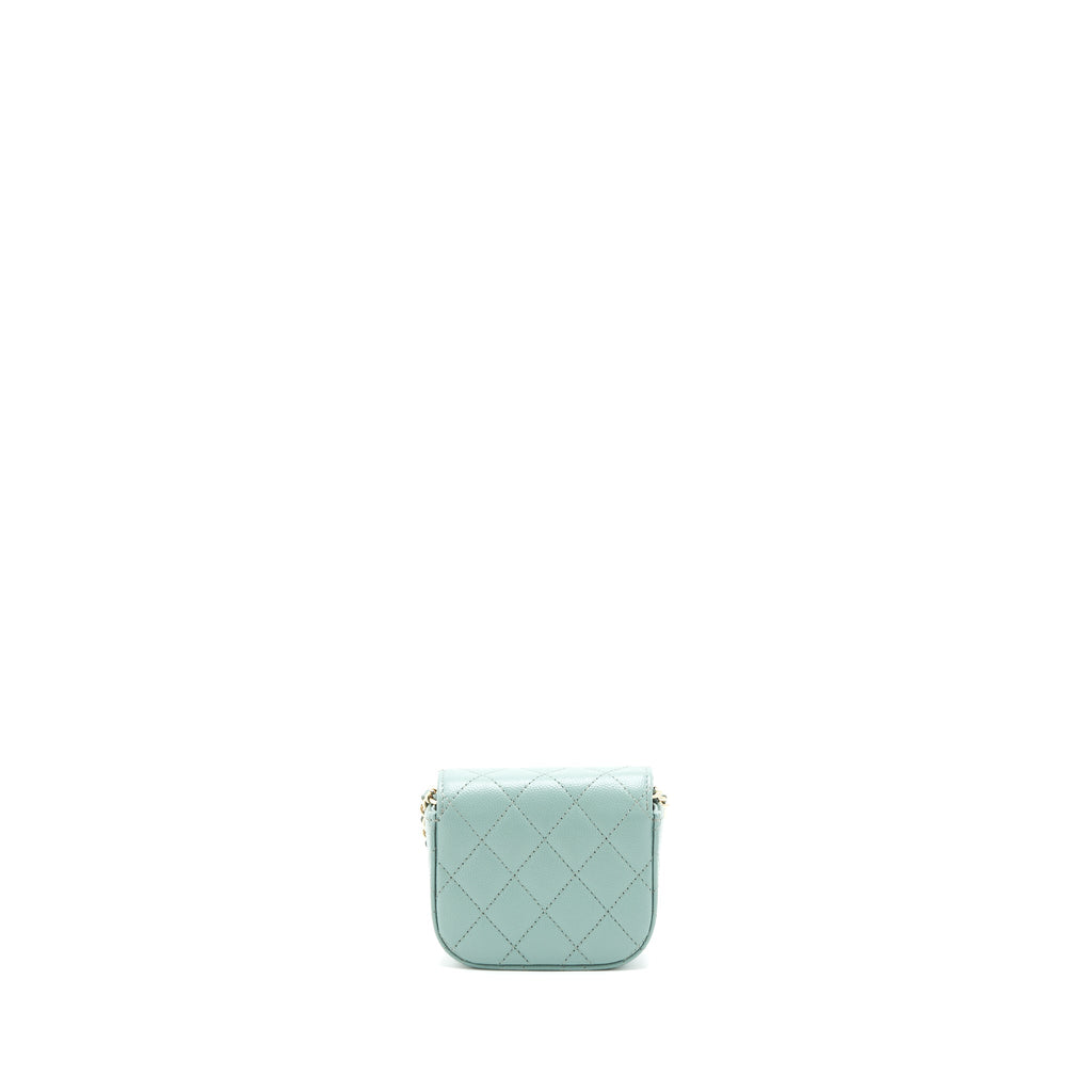 CHANEL MINI FLAP VANITY WITH CHAIN CAVIAR GREYISH GREEN LGHW