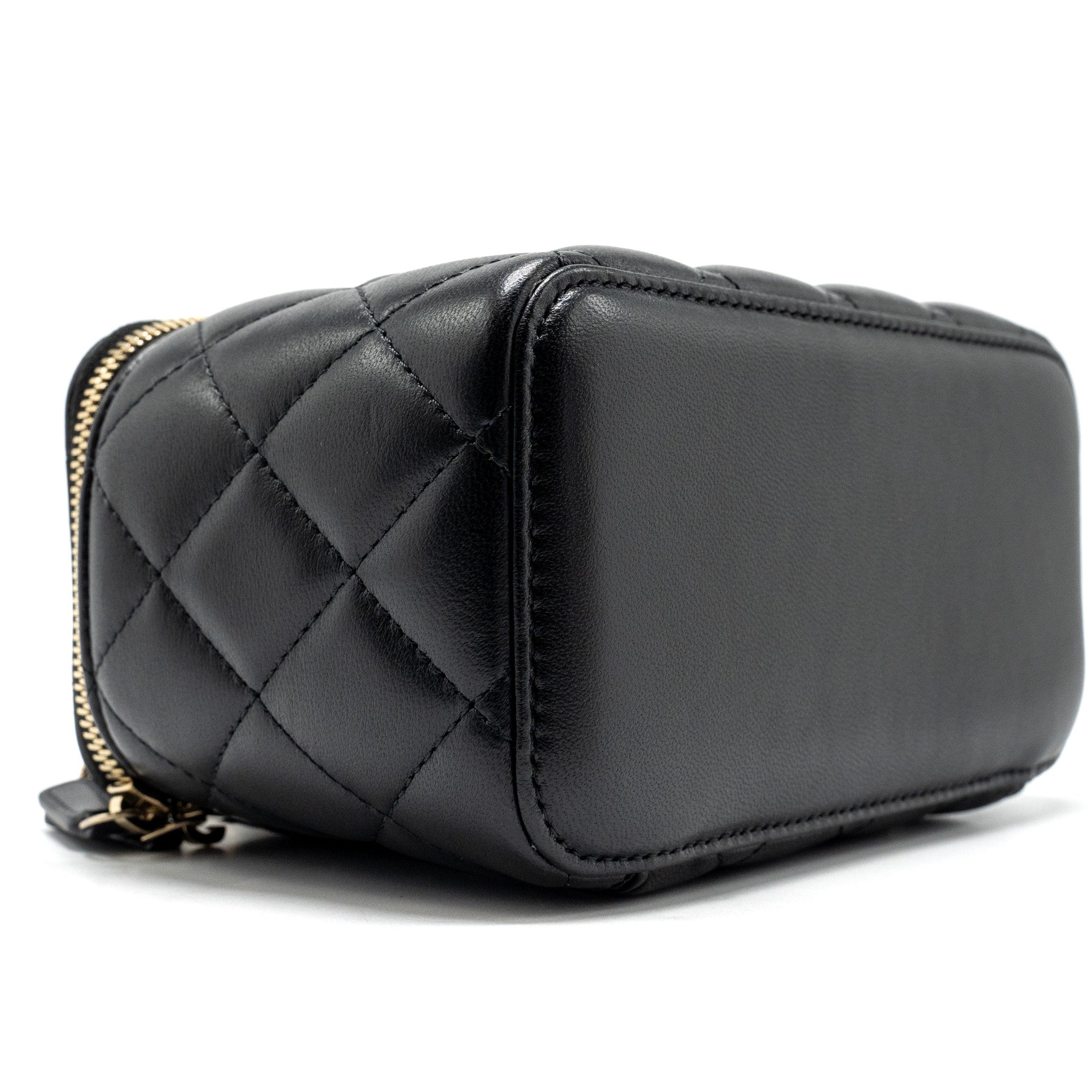 CHANEL LONG VANITY CASE LAMBSKIN BLACK LGHW