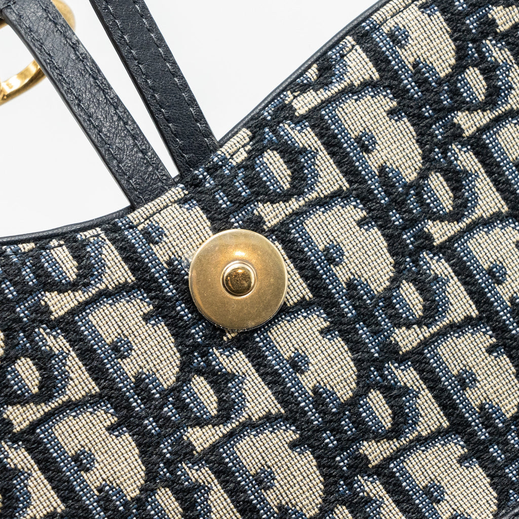 DIOR SADDLE POUCH BLUE DIOR OBLIQUE JACQUARD CANVAS GHW