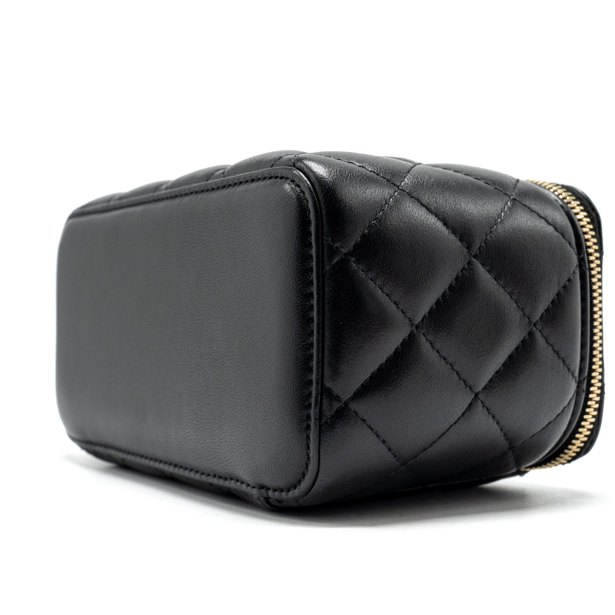 CHANEL LONG VANITY CASE LAMBSKIN BLACK LGHW