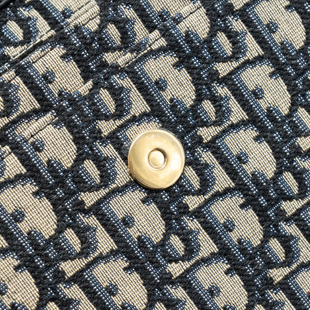 DIOR SADDLE POUCH BLUE DIOR OBLIQUE JACQUARD CANVAS GHW