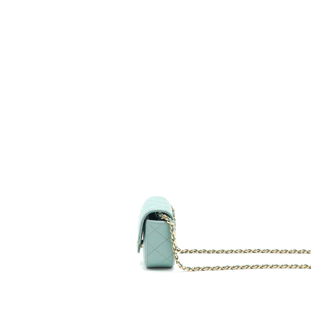 CHANEL MINI FLAP VANITY WITH CHAIN CAVIAR GREYISH GREEN LGHW