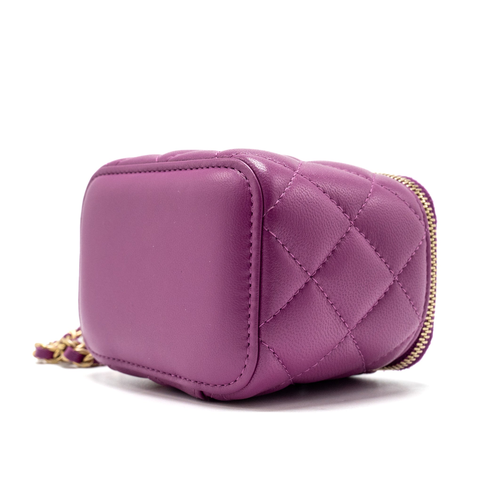 CHANEL PEARL CRUSH MINI VANITY WITH CHAIN LAMBSKIN PURPLE GHW