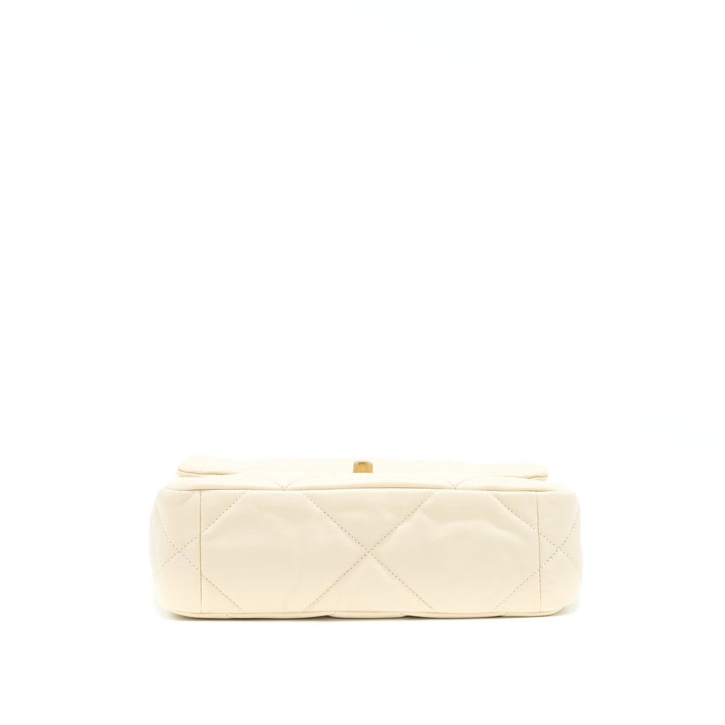 CHANEL SMALL 19 BAG 19K SHINY GOATSKIN BEIGE GHW