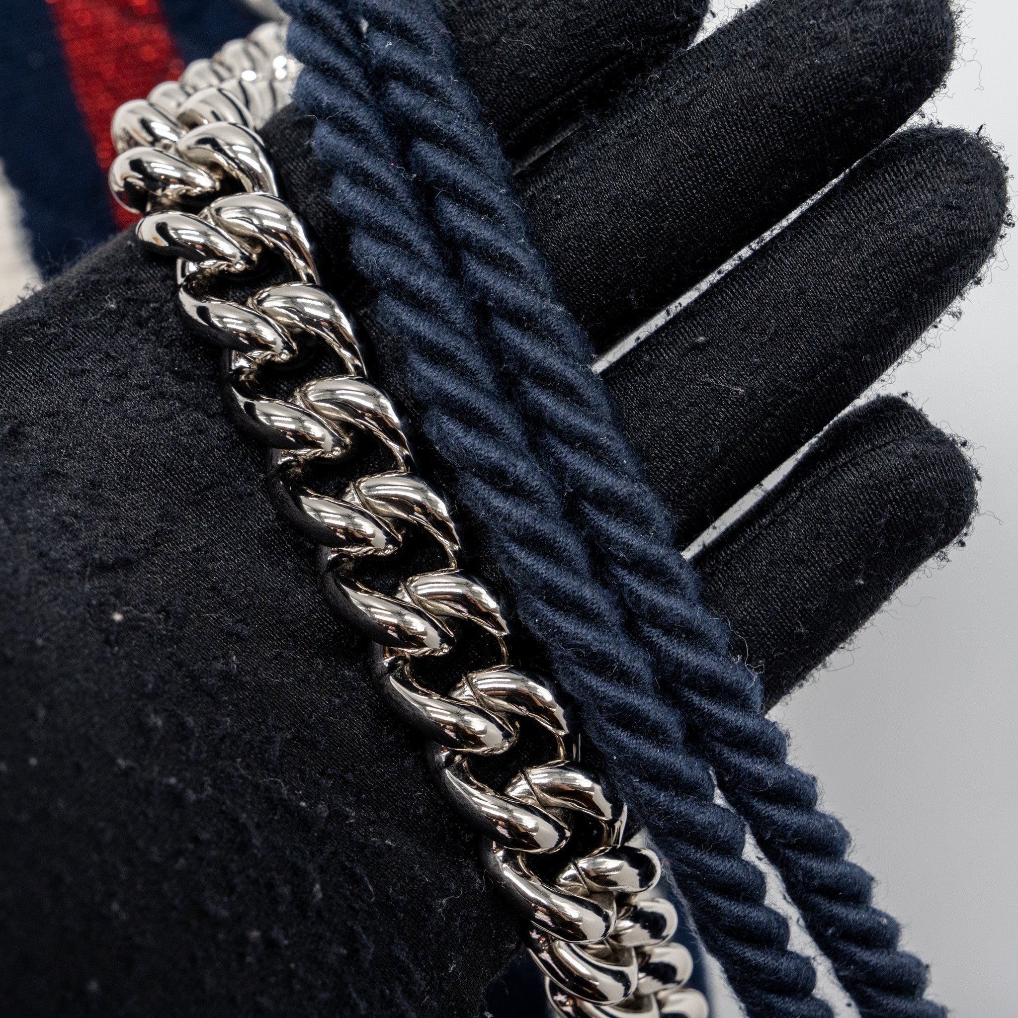 CHANEL QUILTED FLAP BAG FABRIC MULTICOLOUR BLUE / RED / WHITE SHW