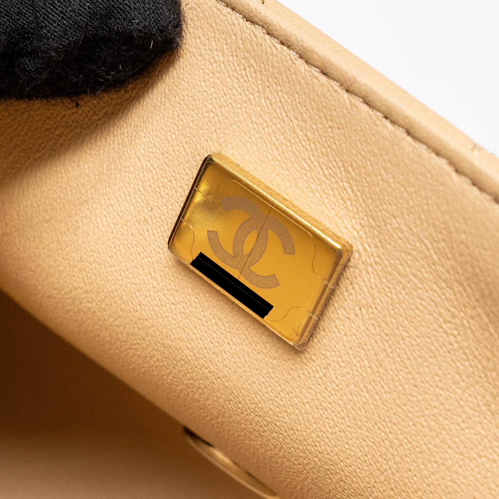 CHANEL 22C MINI RECTANGULAR FLAP BAG LAMBSKIN BEIGE LGHW (MICROCHIP)