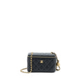 CHANEL 22A PEARL CRUSH LONG VANITY WITH CHAIN LAMBSKIN BLACK BRUSHED GHW (MICROCHIP)