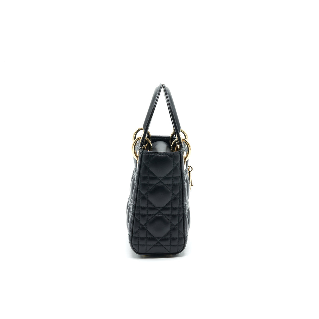 DIOR MINI LADY DIOR LAMBSKIN BLACK WITH GHW