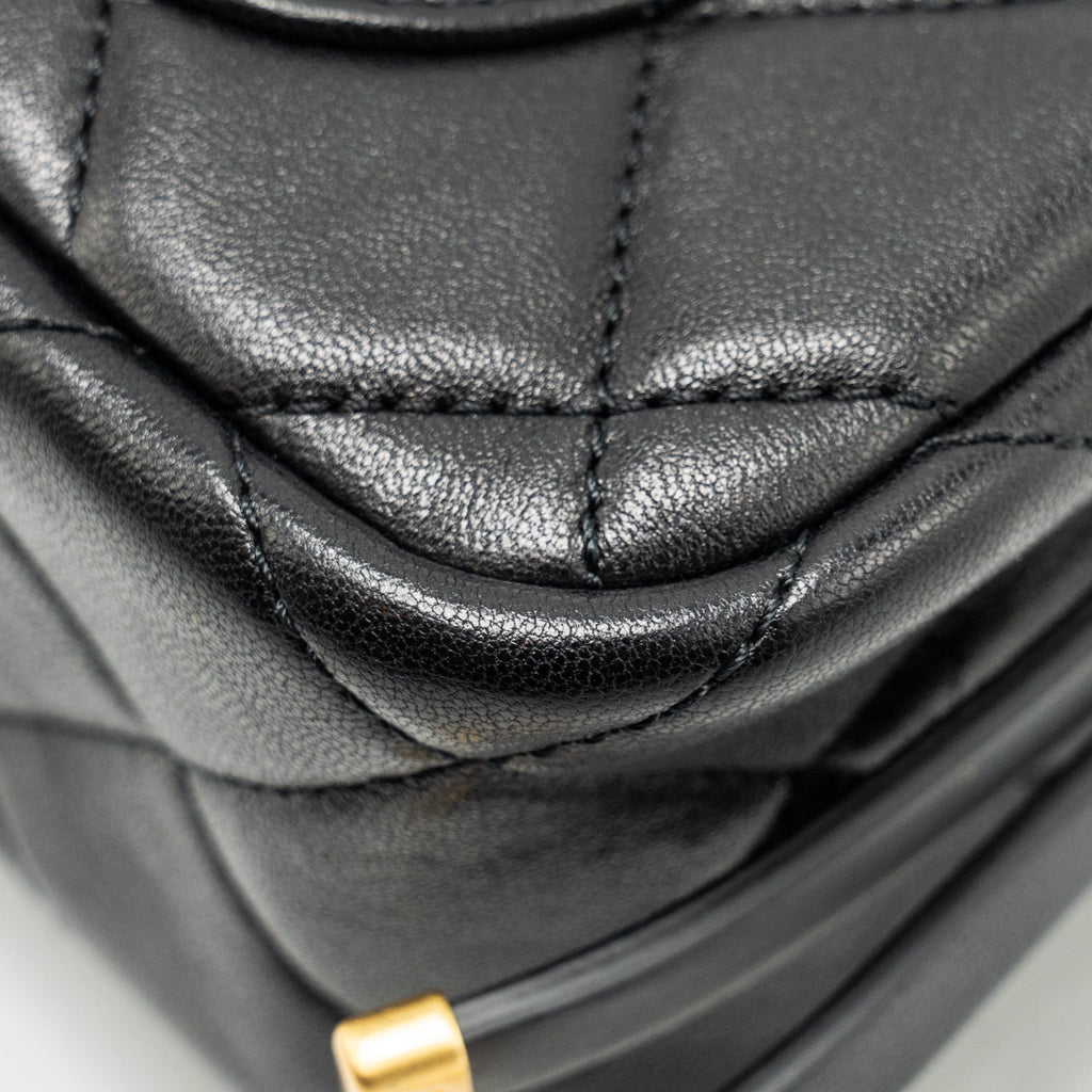 CHANEL 23B DETAIL CHAINS QUILTED FLAP BAG LAMBSKIN BLACK GHW(MICROCHIP)