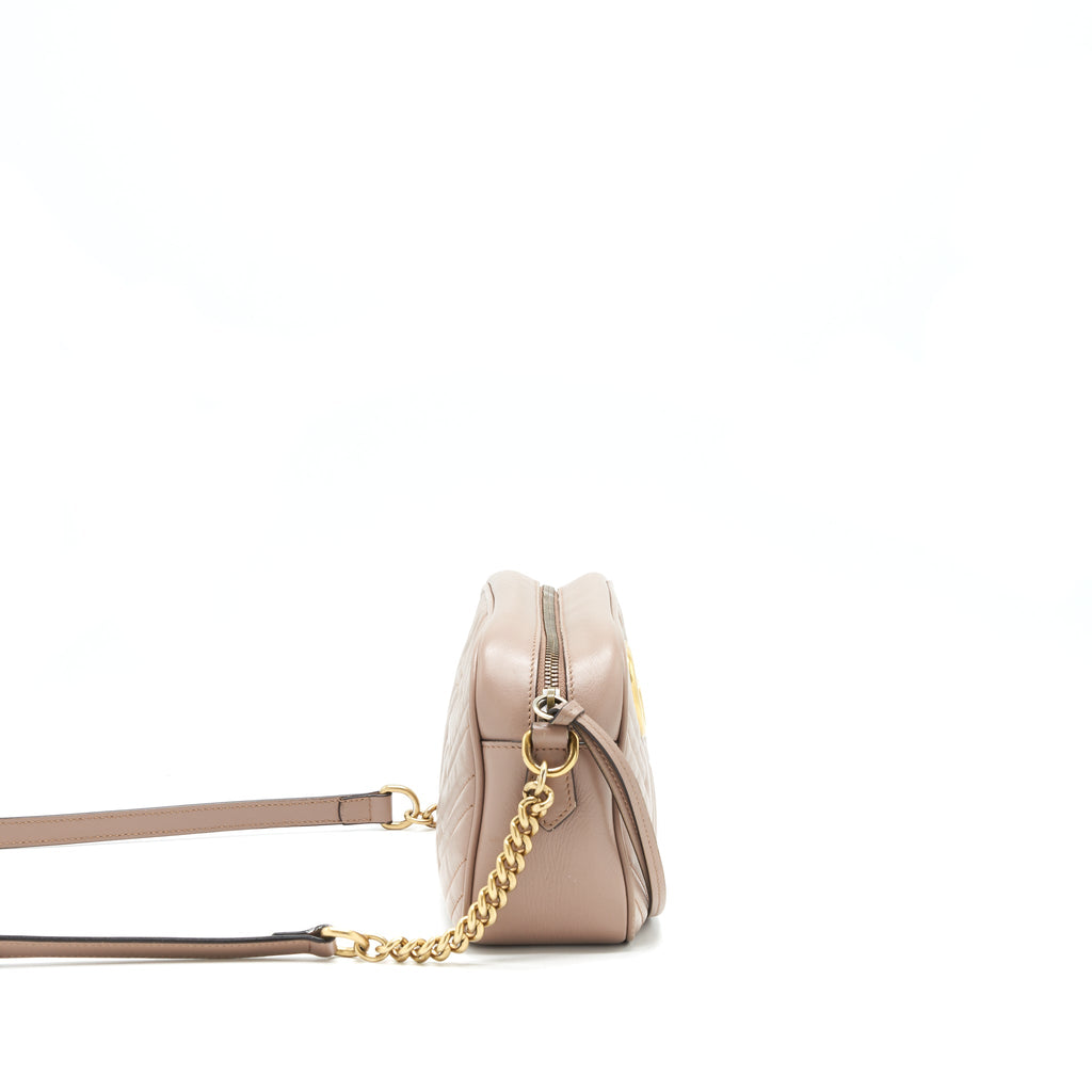 GUCCI GG MARMONT SMALL MATELASSE CAMERA BAG BEIGE GHW