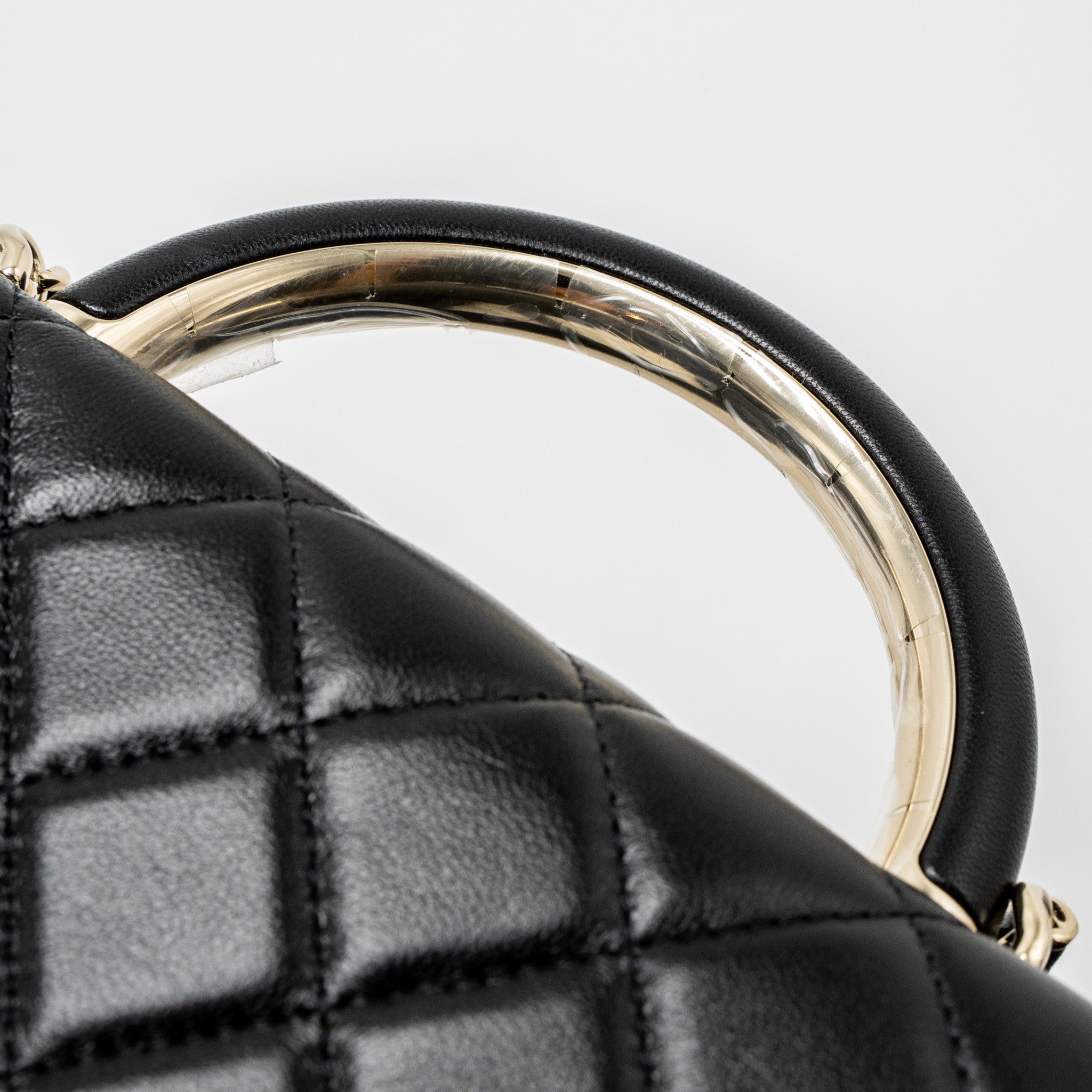 CHANEL LEATHER TOP HANDLE WALLET ON CHAIN LAMBSKIN BLACK LGHW (MICROCHIP)