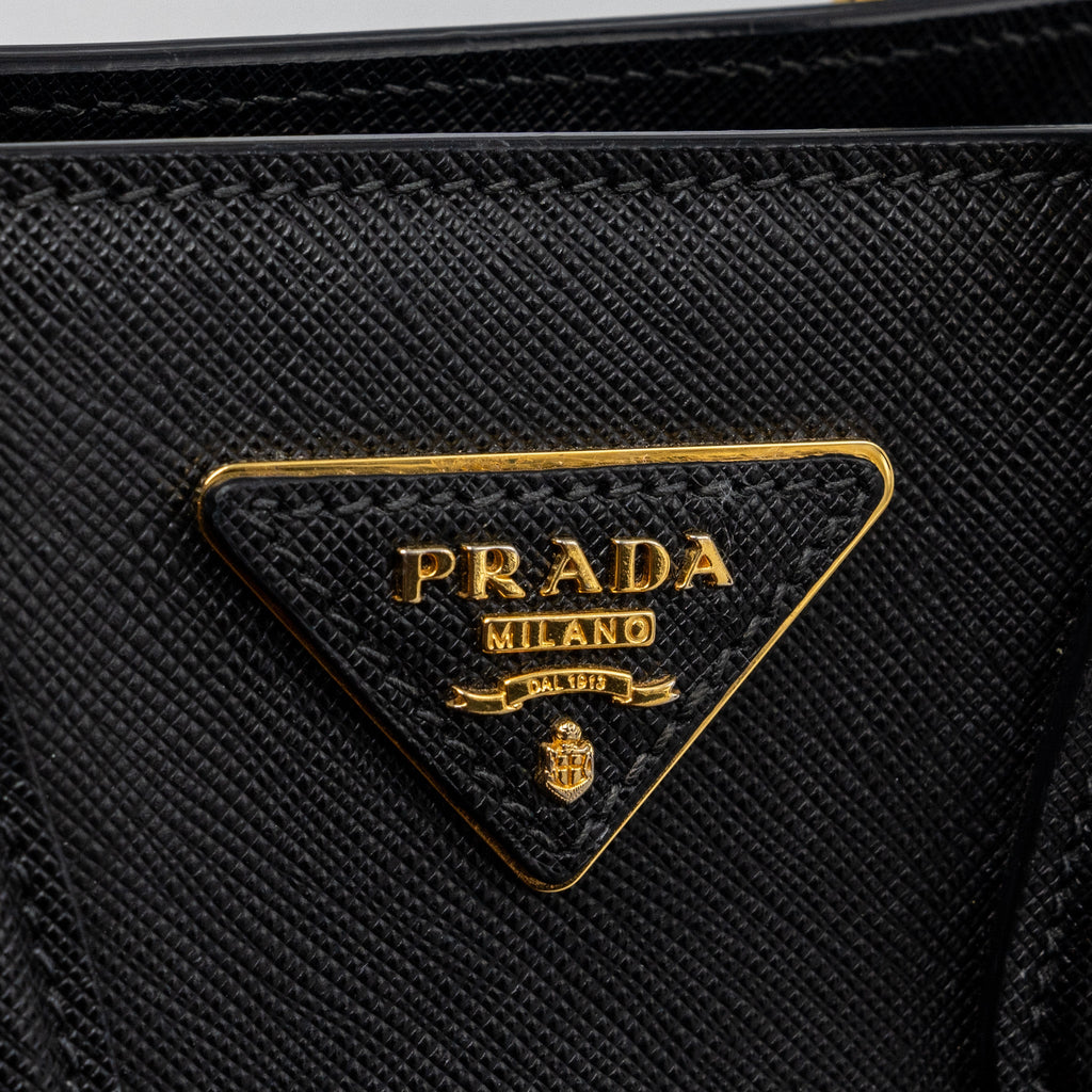 PRADA TOTE BAG SAFFIANO CALFSKIN BLACK / WHITE GHW