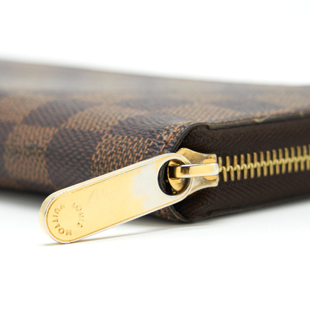 LOUIS VUITTON ZIPPER LONG WALLET DAMIER EBENE GHW