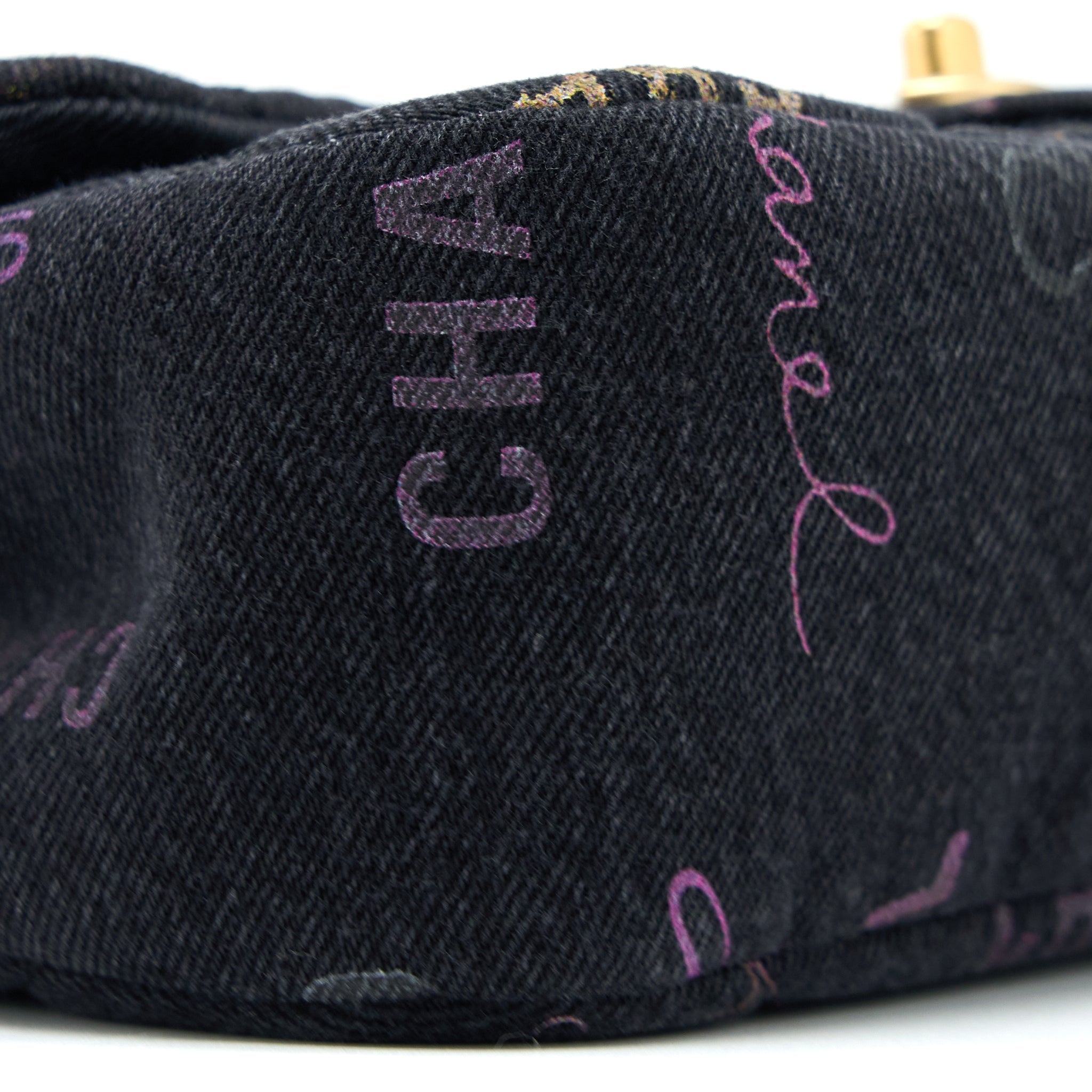 CHANEL 22P BLACK DENIM FLAP BAG BRUSHED GHW(MICROCHIP)