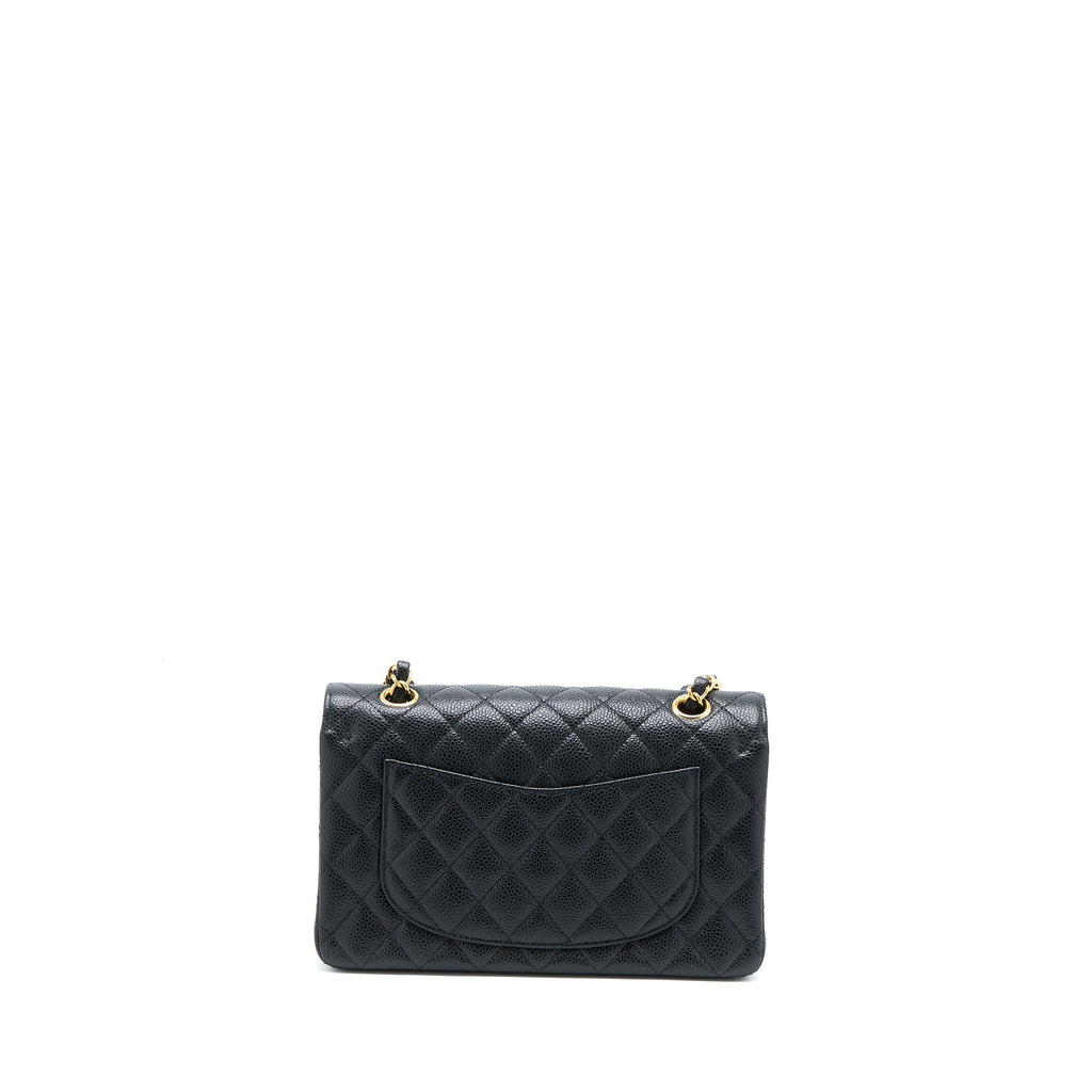 CHANEL SMALL CLASSIC DOUBLE FLAP BAG CAVIAR BLACK GHW (MICROCHIP)