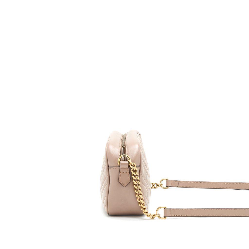 GUCCI GG MARMONT SMALL MATELASSE CAMERA BAG BEIGE GHW