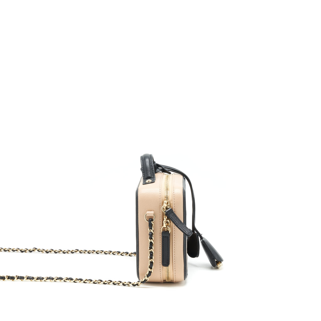 CHANEL VANITY FILIGREE CAVIAR BEIGE&BLACK LGHW