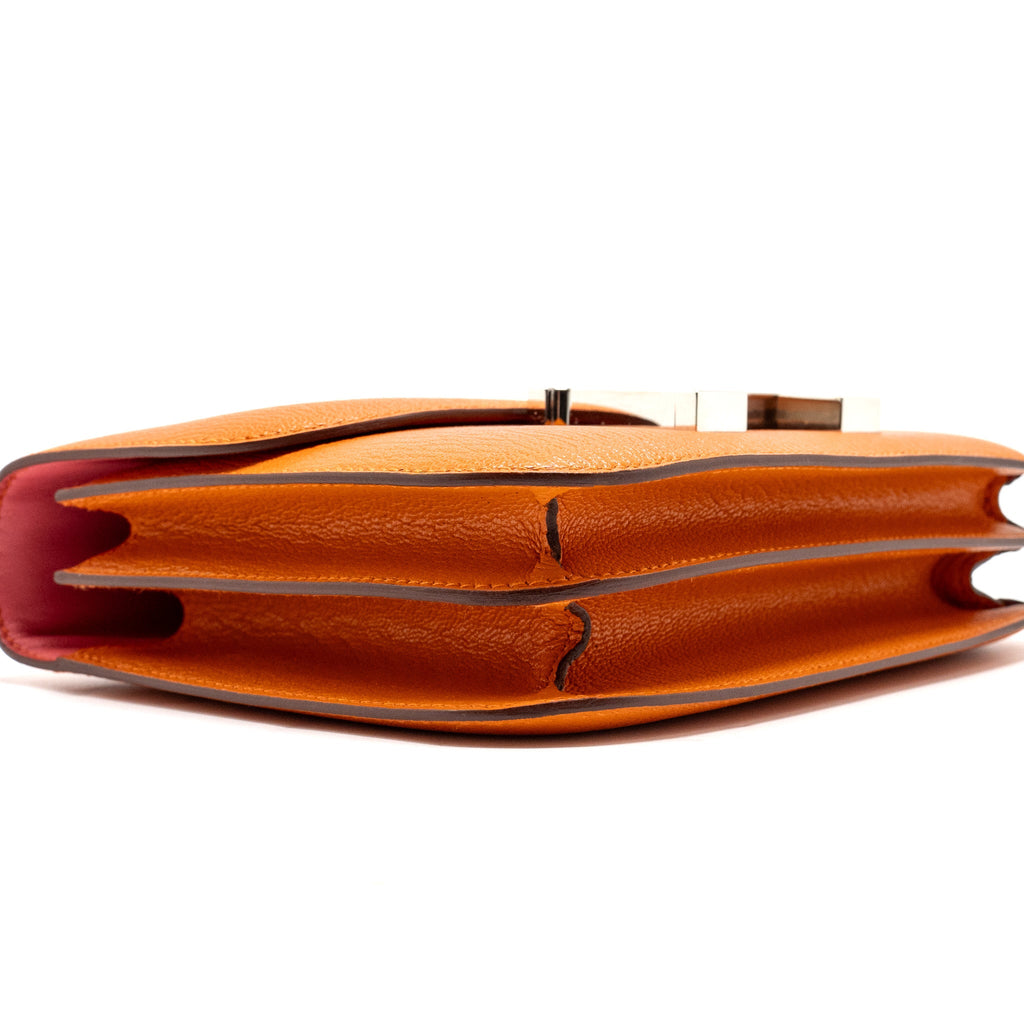 HERMES MINI CONSTANCE CHEVRON MYSORE ORANGE / ROSE AZALEE SHW