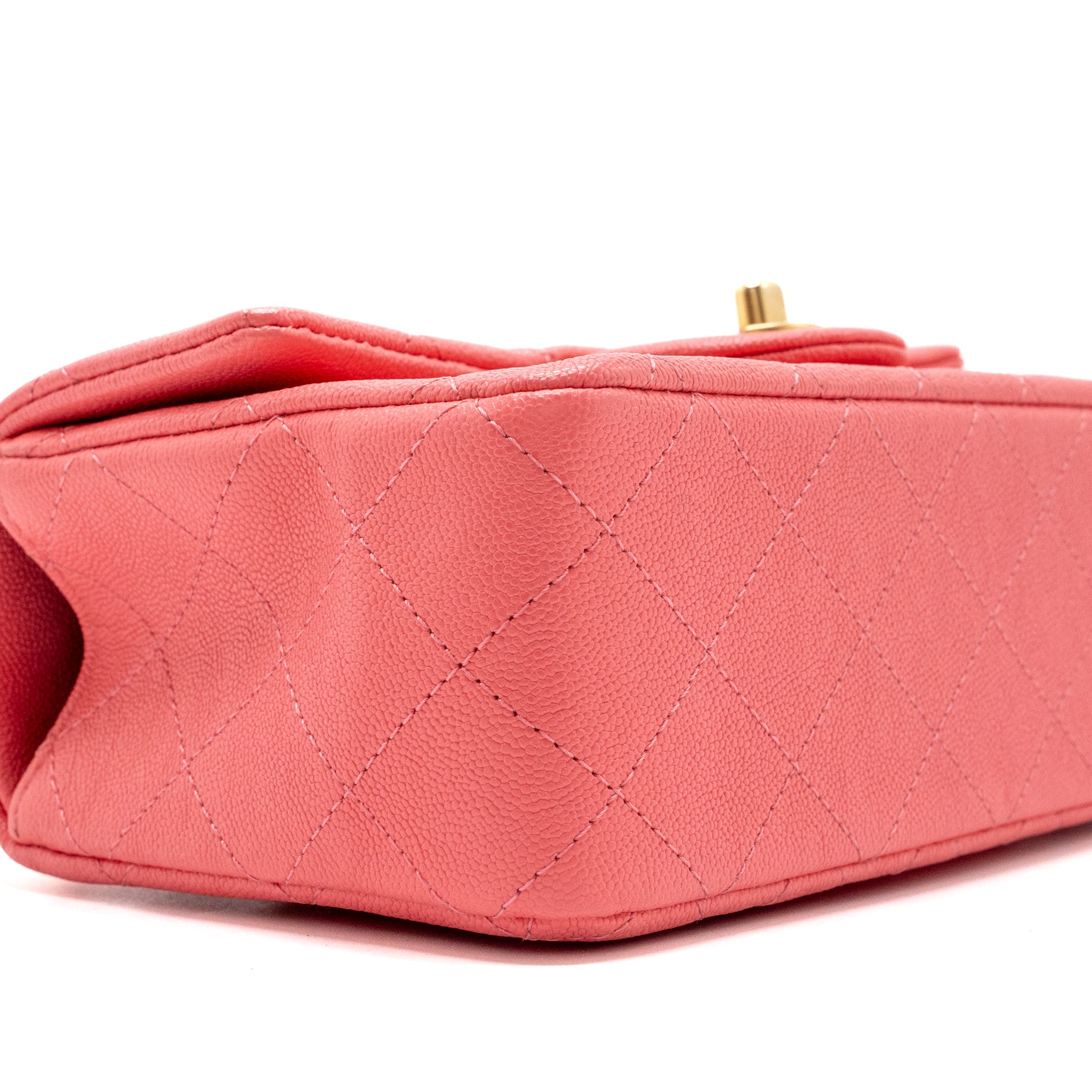 CHANEL TOP HANDLE MINI RECTANGULAR FLAP BAG CAVIAR PINK GHW
